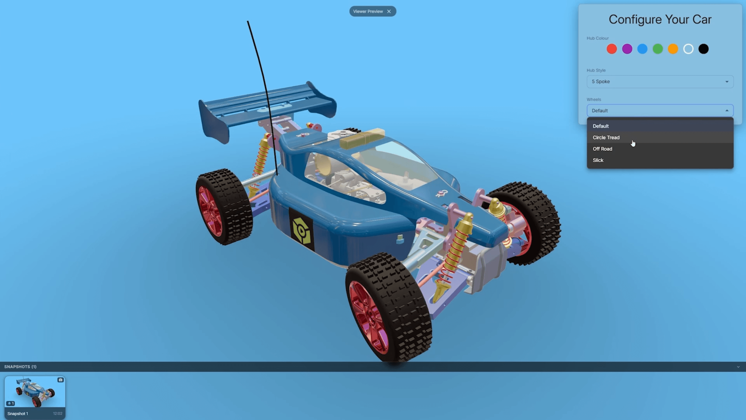 Show WheelA changing material, then WheelB receiving the same material.
