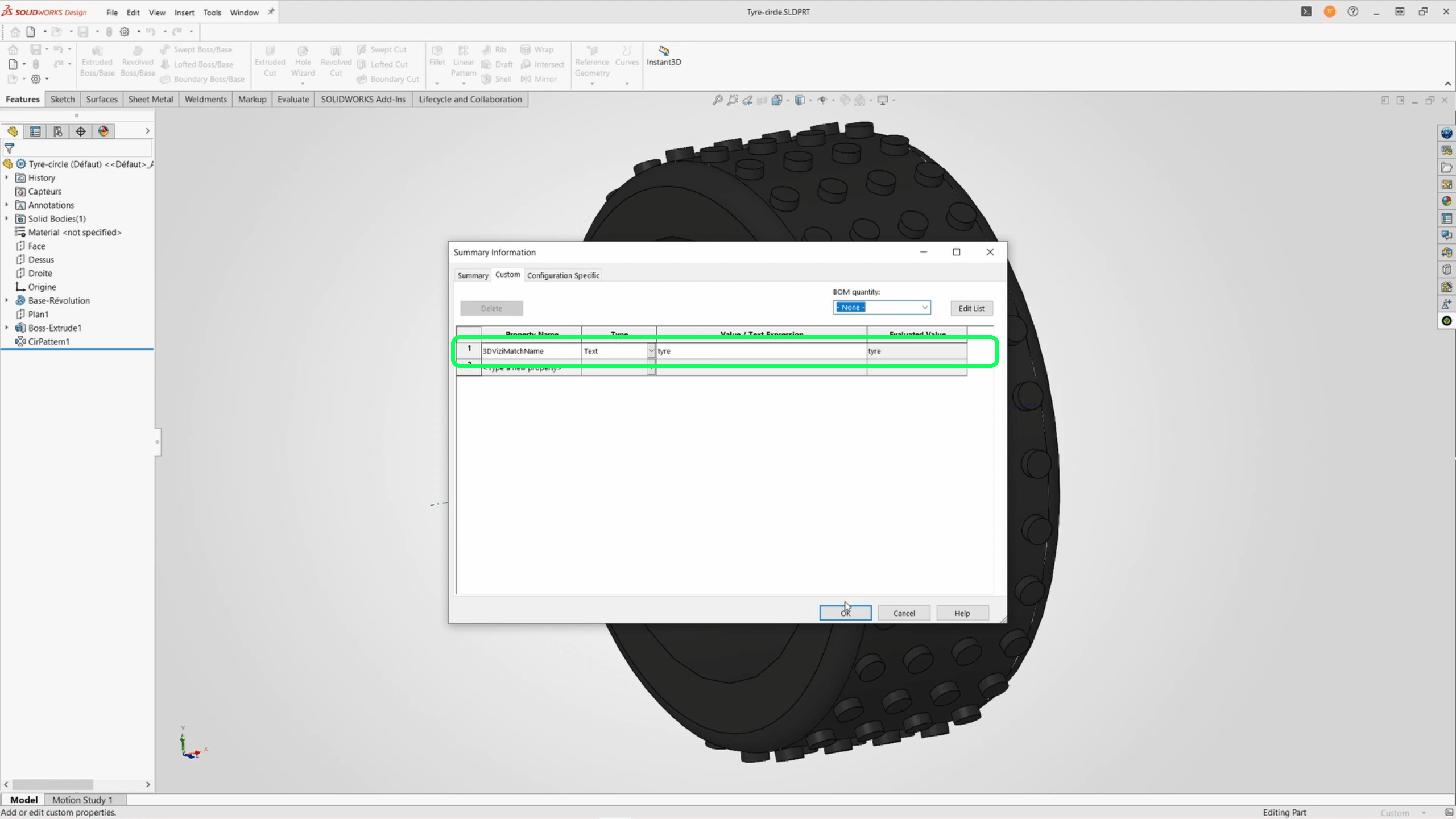 Show CAD naming or the 3DVizi Match Name custom property here.