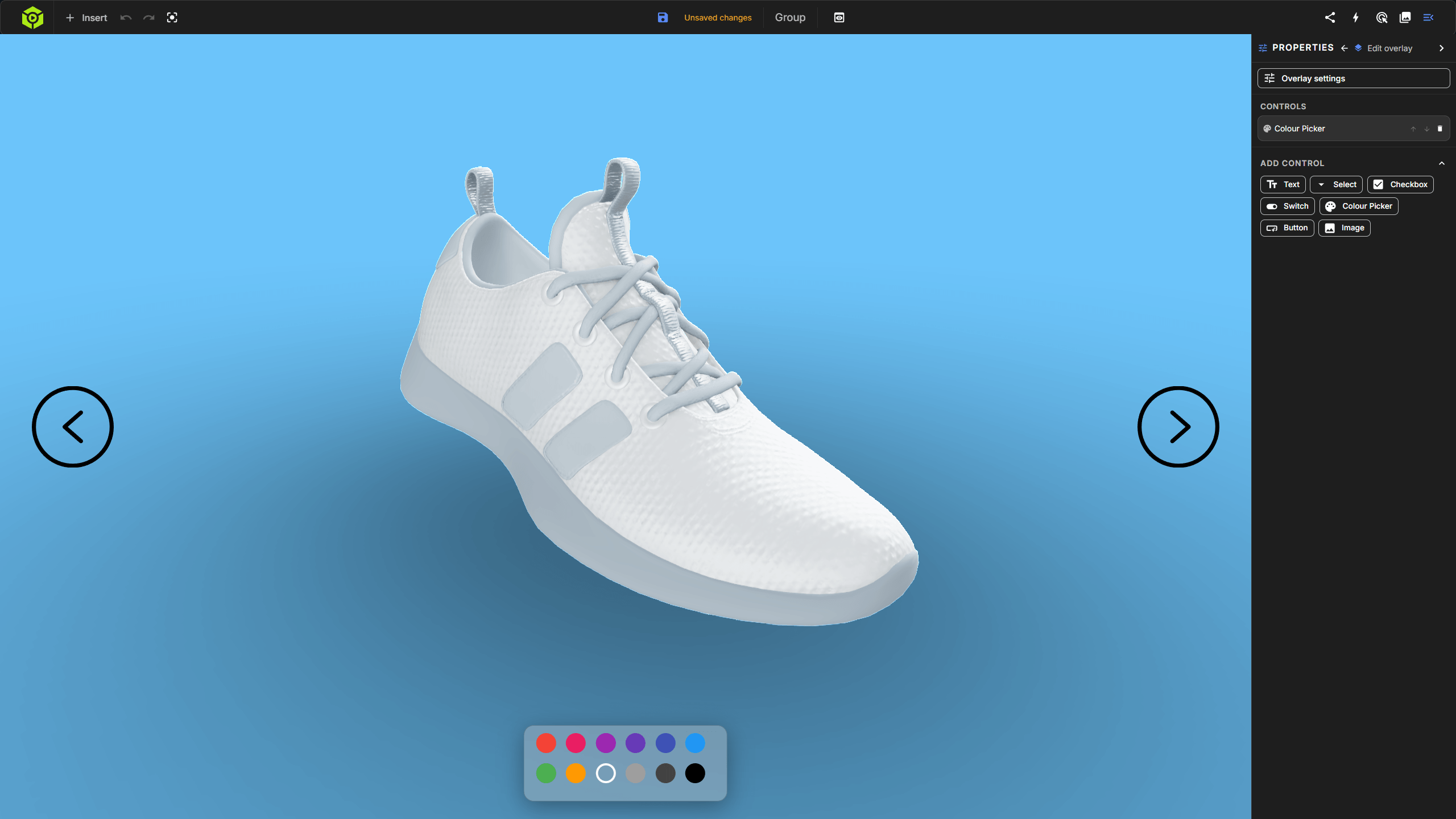 Show the overlay list, Add overlay button, and overlay editor.